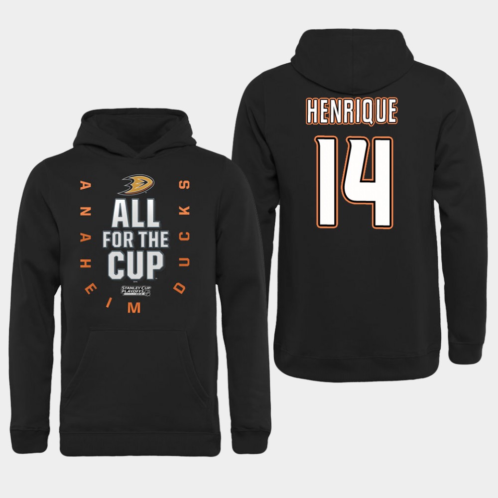 NHL Men Anaheim Ducks 14 Henrique Black All for the Cup Hoodie